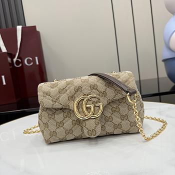 Gucci GG Marmont Mini Shoulder Bag Beige and Brown GG Canvas - 18.5x11.5x7cm