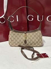 Gucci Jackie Slim Medium Shoulder Bag Beige and Brown GG Canvas - 28x16x3.5cm - 1