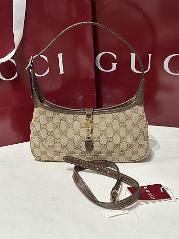 Gucci Jackie Slim Medium Shoulder Bag Beige and Brown GG Canvas - 28x16x3.5cm