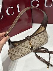 Gucci Jackie Slim Medium Shoulder Bag Beige and Brown GG Canvas - 28x16x3.5cm - 2
