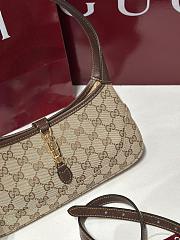 Gucci Jackie Slim Medium Shoulder Bag Beige and Brown GG Canvas - 28x16x3.5cm - 5