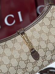 Gucci Jackie Slim Medium Shoulder Bag Beige and Brown GG Canvas - 28x16x3.5cm - 6
