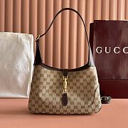 Gucci Jackie 1961 Medium Shoulder Bag Beige and Brown GG Canvas - 31.5x22x4.5cm - 1