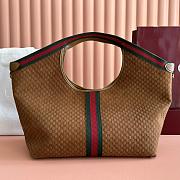 Gucci Giglio Large Tote Bag Brown GG Suede  - 60×47×16cm - 3