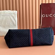 Gucci Giglio Large Tote Bag Dark Blue GG Suede - 60×47×16cm - 3