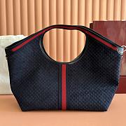 Gucci Giglio Large Tote Bag Dark Blue GG Suede - 60×47×16cm - 4
