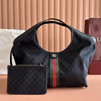 Gucci Giglio Large Tote Bag Black GG Canvas  - 60×47×16cm