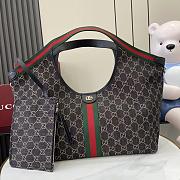 Gucci Giglio Large Tote Bag Black GG Denim  - 60×47×16cm - 1