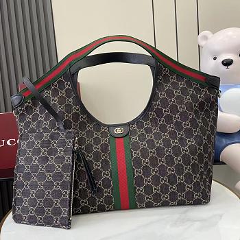 Gucci Giglio Large Tote Bag Black GG Denim  - 60×47×16cm