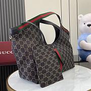 Gucci Giglio Large Tote Bag Black GG Denim  - 60×47×16cm - 6