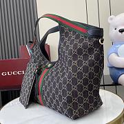 Gucci Giglio Large Tote Bag Black GG Denim  - 60×47×16cm - 5