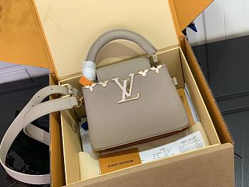 LV Capucines Mini Taurillon Leather Galet Gray M11341 - 21x13.6x8cm