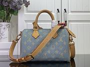 LV Speedy P9 Bandouliere 25 Calfskin Leather Golden Silk Blue M28080 - 25x15x15cm - 2