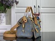 LV Speedy P9 Bandouliere 25 Calfskin Leather Golden Silk Blue M28080 - 25x15x15cm - 3