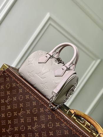 LV Speedy Bandouliere 20 Bag Monogram Empreinte Brume Gray M28343- 20.5x13.5x12cm