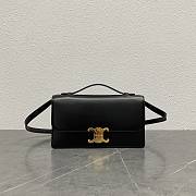 Celine Medium Triomphe Folio In Shiny Calfskin Black - 25.5x14x7.5cm - 1