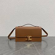 Celine Medium Triomphe Folio In Shiny Calfskin Brown - 25.5x14x7.5cm - 1