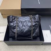 YSL Niki Small Shopping In Vintage Leather Black Silver Tone - 25x19x10cm - 6