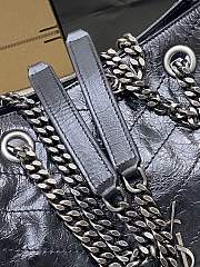YSL Niki Small Shopping In Vintage Leather Black Silver Tone - 25x19x10cm - 3