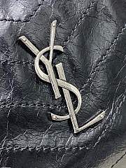 YSL Niki Medium Shopping In Vintage Leather Black Silver Tone - 33x27x14cm - 4