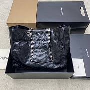 YSL Niki Medium Shopping In Vintage Leather Black Silver Tone - 33x27x14cm - 3