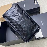YSL Niki Medium Shopping In Vintage Leather Black Silver Tone - 33x27x14cm - 2