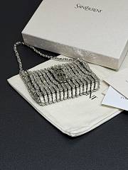 YSL Micro Evening Bag In Crystals Silver - 11.5x8.5x2.5cm - 2