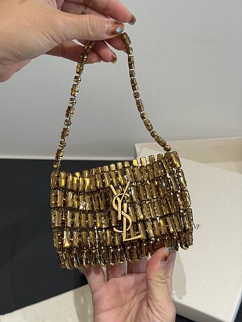 YSL Micro Evening Bag In Crystals Gold - 11.5x8.5x2.5cm