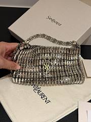 YSL Evening Bag In Crystals Silver - 18x7.5x2.5cm - 4