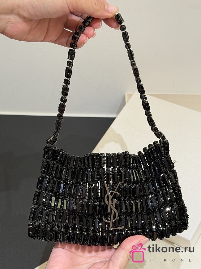 YSL Evening Bag In Crystals Black - 18x7.5x2.5cm - 1