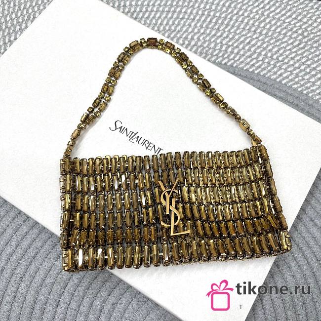 YSL Evening Bag In Crystals Gold - 18x7.5x2.5cm - 1