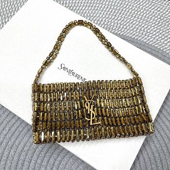 YSL Evening Bag In Crystals Gold - 18x7.5x2.5cm