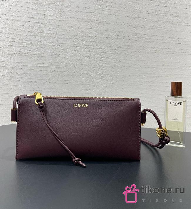 Loewe Joya Pouch In Nappa Calfskin Burgundy - 22x11x6cm - 1