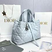 Medium Dior Toujours Bag Ice Blue Macrocannage Calfskin - 28.5x21.5x17cm - 6