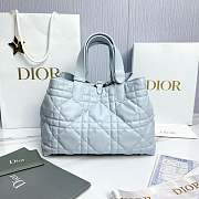 Medium Dior Toujours Bag Ice Blue Macrocannage Calfskin - 28.5x21.5x17cm - 4