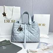 Medium Dior Toujours Bag Ice Blue Macrocannage Calfskin - 28.5x21.5x17cm - 2