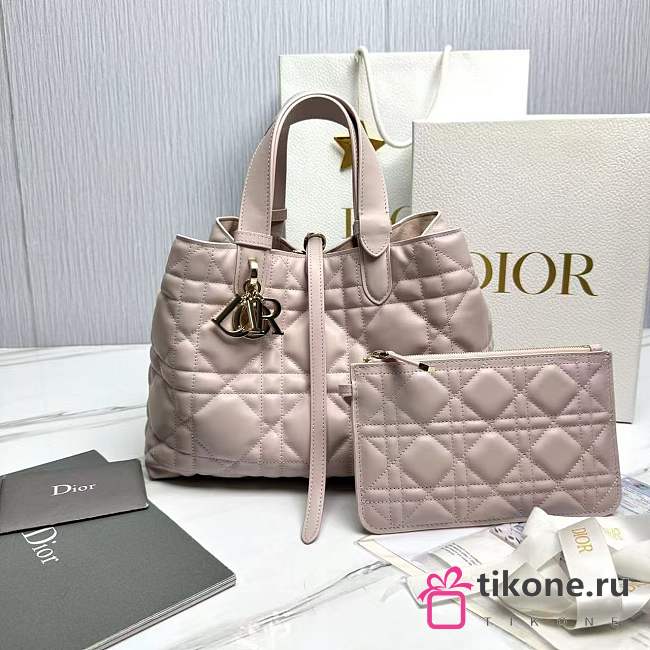 Medium Dior Toujours Bag Powder Pink Macrocannage Calfskin - 28.5x21.5x17cm - 1