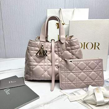 Medium Dior Toujours Bag Powder Pink Macrocannage Calfskin - 28.5x21.5x17cm