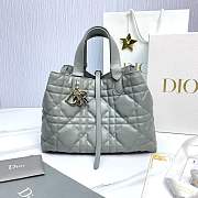 Medium Dior Toujours Bag Anthracite Gray Macrocannage Calfskin - 28.5x21.5x17cm - 3