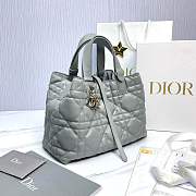 Medium Dior Toujours Bag Anthracite Gray Macrocannage Calfskin - 28.5x21.5x17cm - 2
