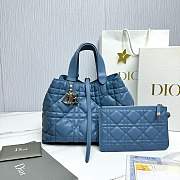 Medium Dior Toujours Bag Denim Blue Macrocannage Calfskin - 28.5x21.5x17cm - 1