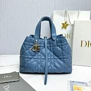 Medium Dior Toujours Bag Denim Blue Macrocannage Calfskin - 28.5x21.5x17cm - 6