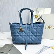 Medium Dior Toujours Bag Denim Blue Macrocannage Calfskin - 28.5x21.5x17cm - 5