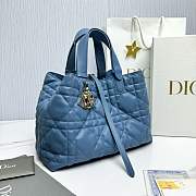 Medium Dior Toujours Bag Denim Blue Macrocannage Calfskin - 28.5x21.5x17cm - 4