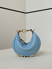 Nano Fendigraphy Black Leather Charm Blue - 16.5x14x5cm - 4