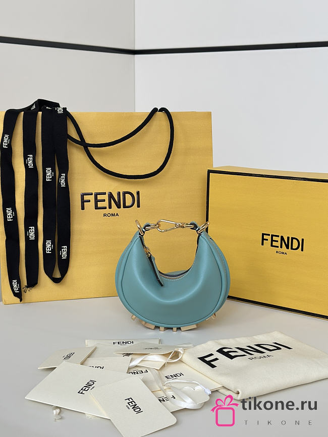 Nano Fendigraphy Black Leather Charm Tiffany - 16.5x14x5cm - 1