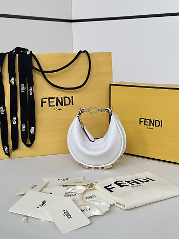 Nano Fendigraphy Black Leather Charm White - 16.5x14x5cm