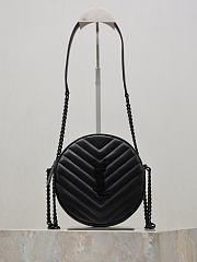 YSL Vinyle Round Camera Bag Black - 17x17x5.5cm - 1