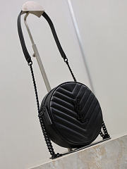 YSL Vinyle Round Camera Bag Black - 17x17x5.5cm - 6