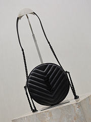 YSL Vinyle Round Camera Bag Black - 17x17x5.5cm - 5